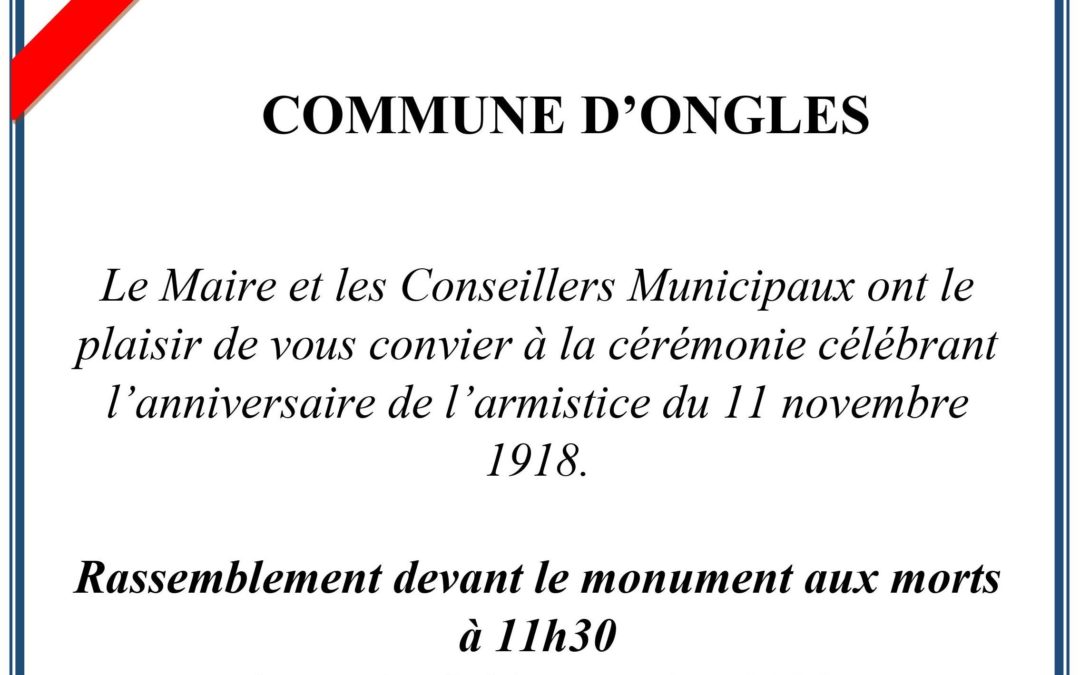 Armistice vendredi 11 novembre à 11h30