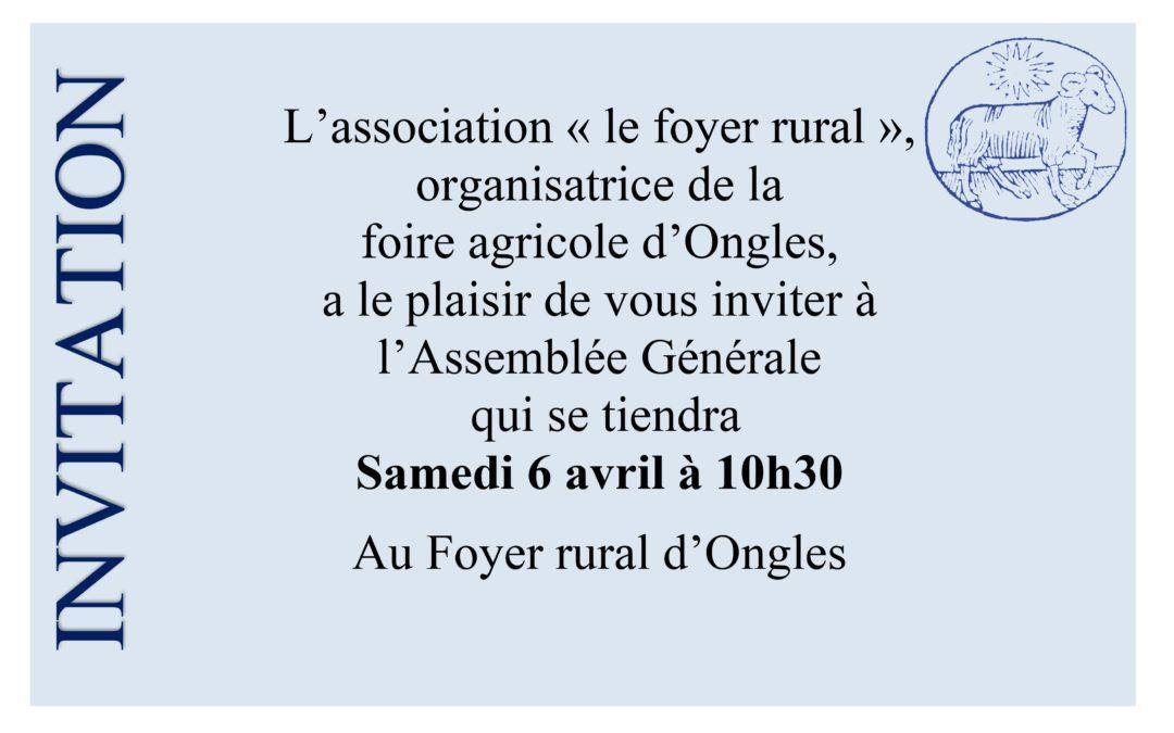 ASSEMBLÉE GÉNÉRALE DE LA FOIRE AGRICOLE D’ONGLES