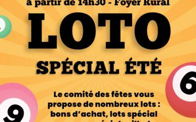 Loto spécial été Dimanche 22 juin organisé par le Comité des fêtes