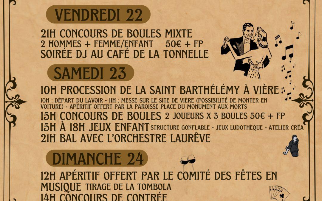 Fête votive du vendredi 22 au lundi 26 Août