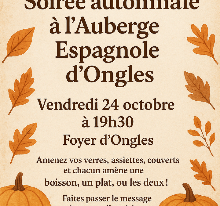 Fête des voisins vendredi 24 octobre 2025 à 19h30
