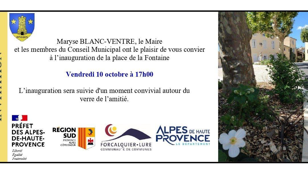 Inauguration Place de la Fontaine vendredi 10 octobre 2025 à 17h00