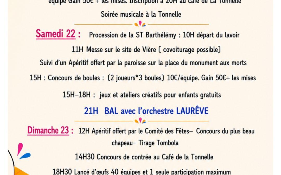 Fête votive de la St Barthélémy 2026 – 21 au 24 août