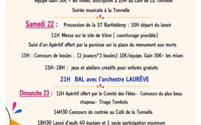 Fête votive de la St Barthélémy 2026 – 21 au 24 août