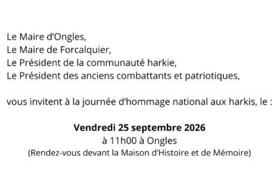 Cérémonie – Journée hommage aux harkis 25 septembre 2026
