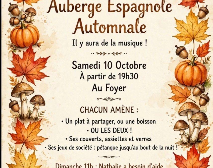 Auberge espagnole samedi 10 octobre 19h30